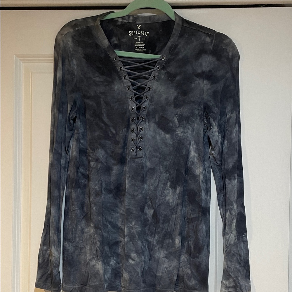 American Eagle Outfitters Tie-Dye Lace-Up Top